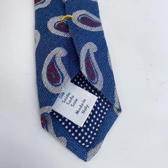 Eton Tie Mens One Size Blue Paisley Silk Classic Luxury Necktie Italy Made NWT